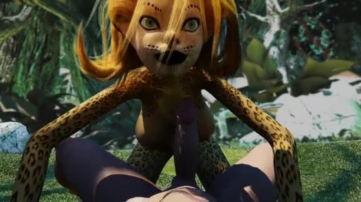 Порно мультик с дикой кошечкой в лесу
